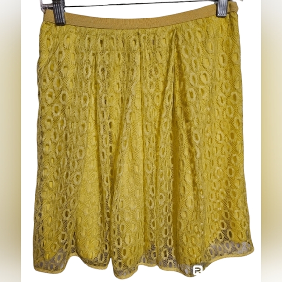Maeve Anthropologie Yellow Summer Lace Skirt Size 2 - Picture 2 of 3